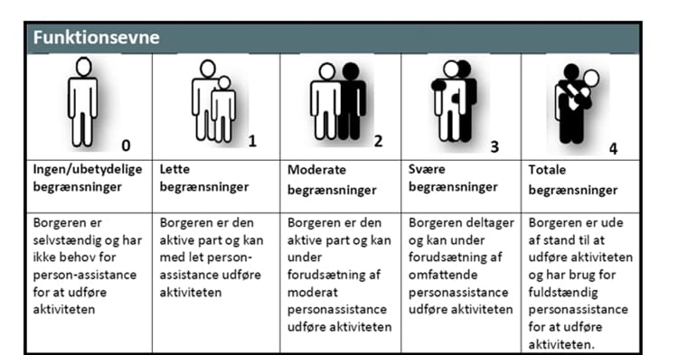 Funktionsevne skala fra 0 til 4